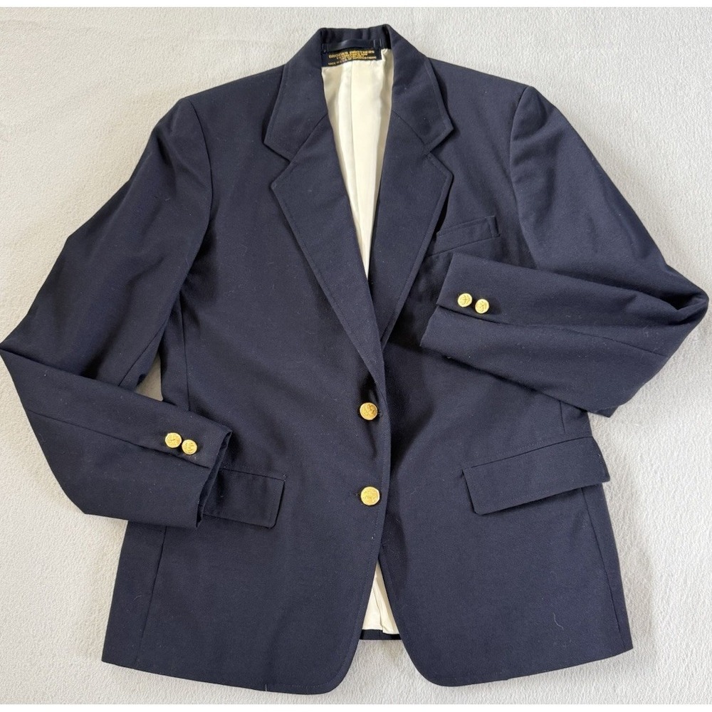 VTG Brooks Brothers Navy Blazer Women Gold Buttons Preppy Equestrian USA MADE S